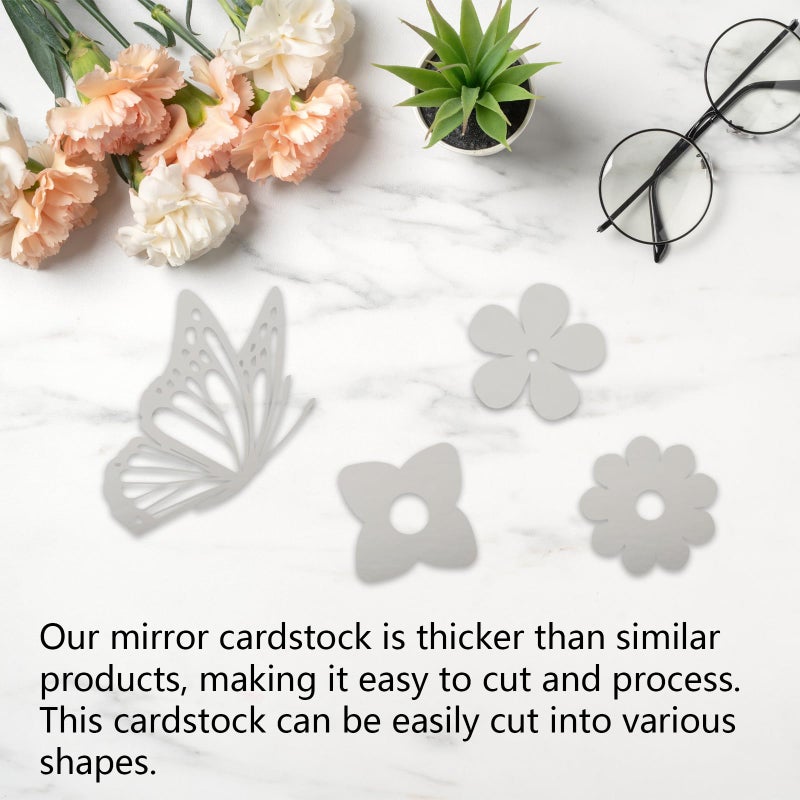 Bazyrock 20 Sheets Silver Metallic Cardstock Paper 8.5 x 11in,250GSM Mirror Finish Surface Foil Board Perfect for Crafting, Invitations & Decorations (Silver) - Image 5