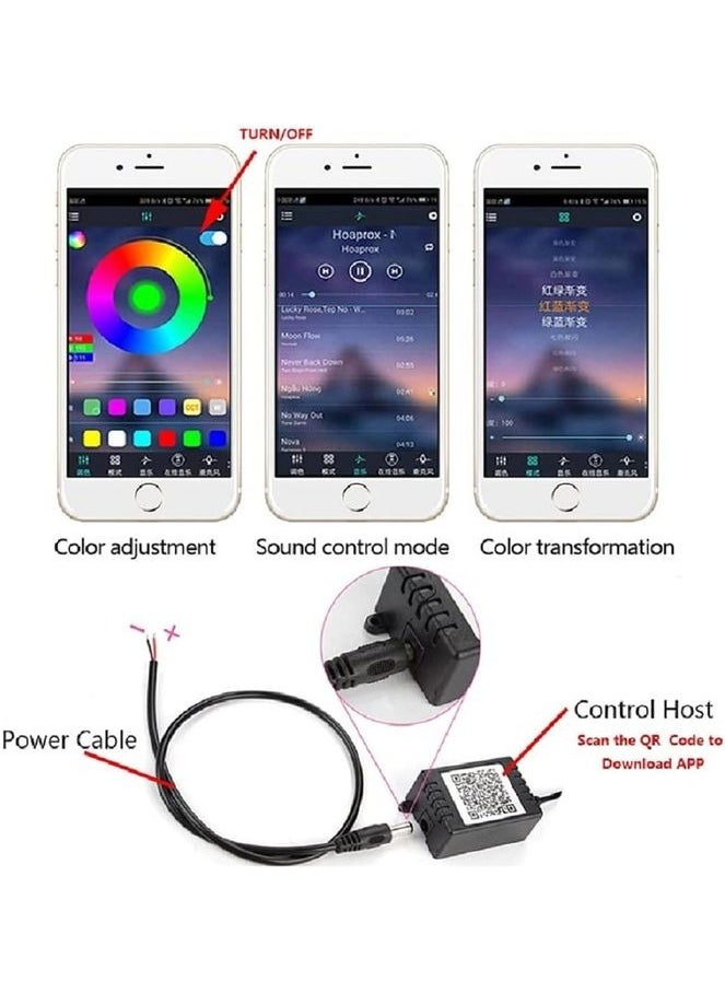 Generic - Flexible LED Strip 6M Interior Decorative Light for Car with Sound Activated Wireless IR Mobile Application (12W, Multi-Colors) - Image 1
