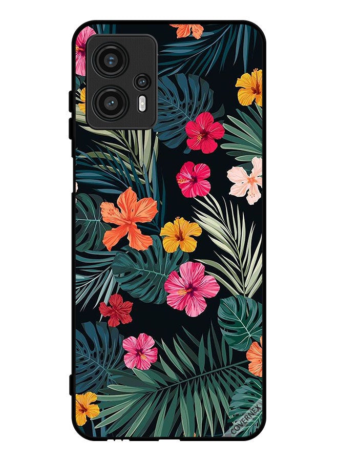 Covernex Protective Case Cover For Motorola Moto G13 Multi Color Flowers And Dark Green Feathers - Image 1