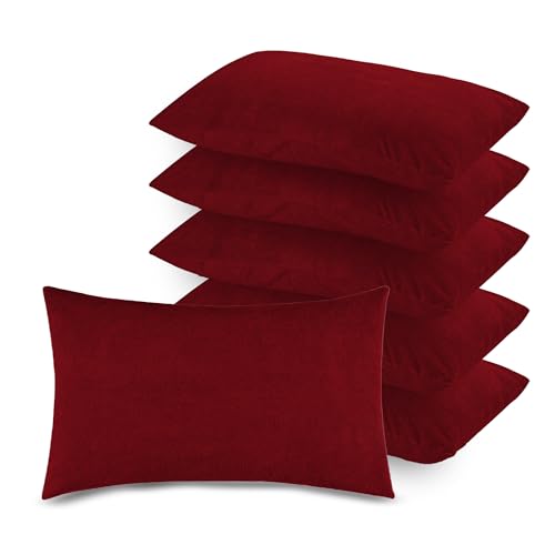 GADDA CO Waterproof Pillow Protector Set of 6 | Dustproof Cotton Terry Pillow Covers with Zipper Closure | 220+ GSM Soft & Breathable Bed Bug Dust Mite Protection, Standard Size 18 x 28 Inches, Maroon - Image 1