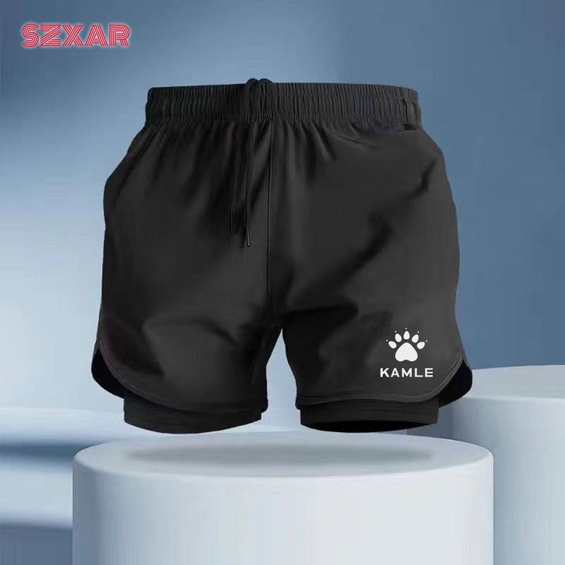New sports students track and field training with lined shorts summer men's and women's running training anti-exposure fitness sports pants - Image 2