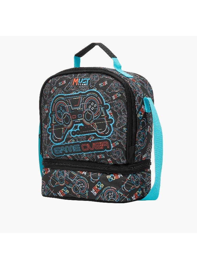 Must Lunch Bag-Gaming-2 Cmprt-7L-Age 5-8 (Polyester) Black \ 24X12X20 - Image 2