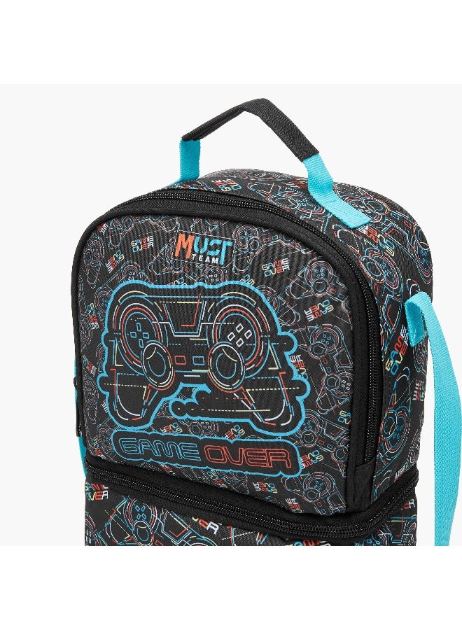Must Lunch Bag-Gaming-2 Cmprt-7L-Age 5-8 (Polyester) Black \ 24X12X20 - Image 4