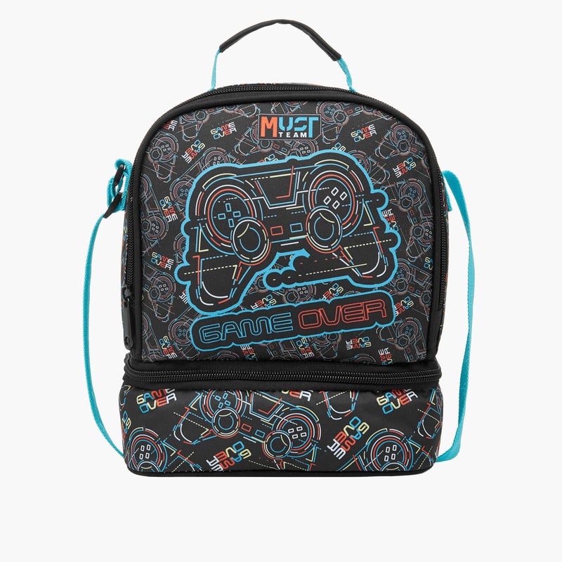 Must Lunch Bag-Gaming-2 Cmprt-7L-Age 5-8 (Polyester) Black \ 24X12X20 - Image 1