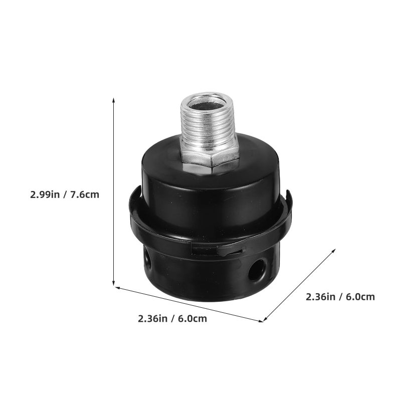 2Pcs Black 20mm Thread Air Compressor Muffler Noise Reducer Intake Silencer Filter - Image 3