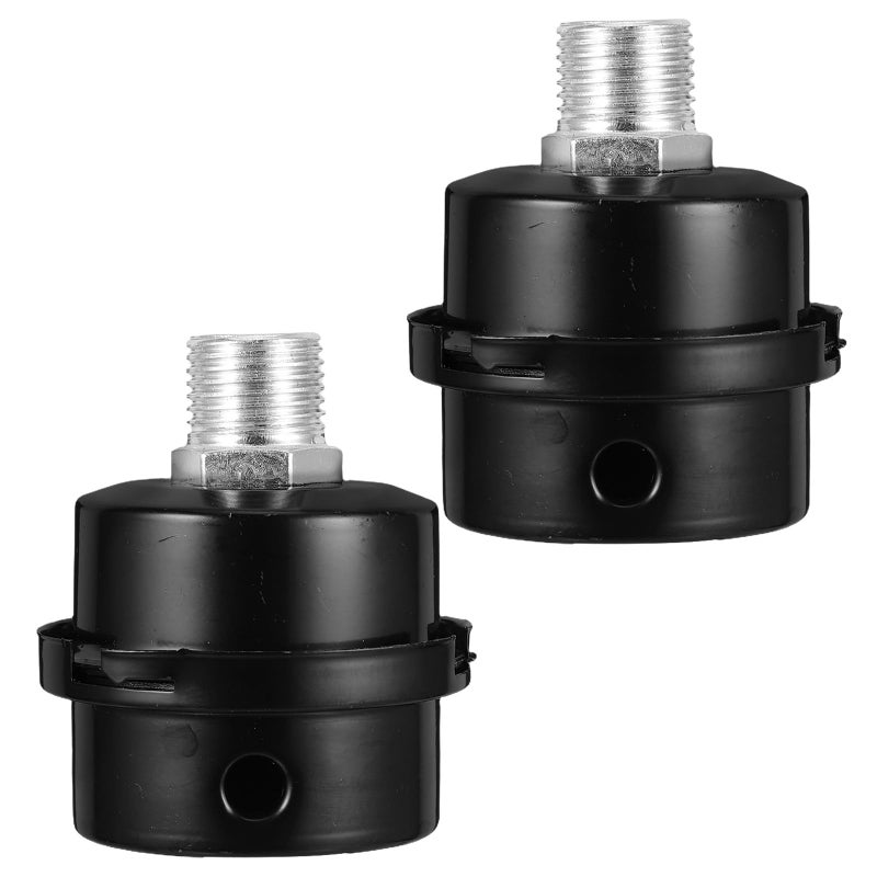 2Pcs Black 20mm Thread Air Compressor Muffler Noise Reducer Intake Silencer Filter - Image 2