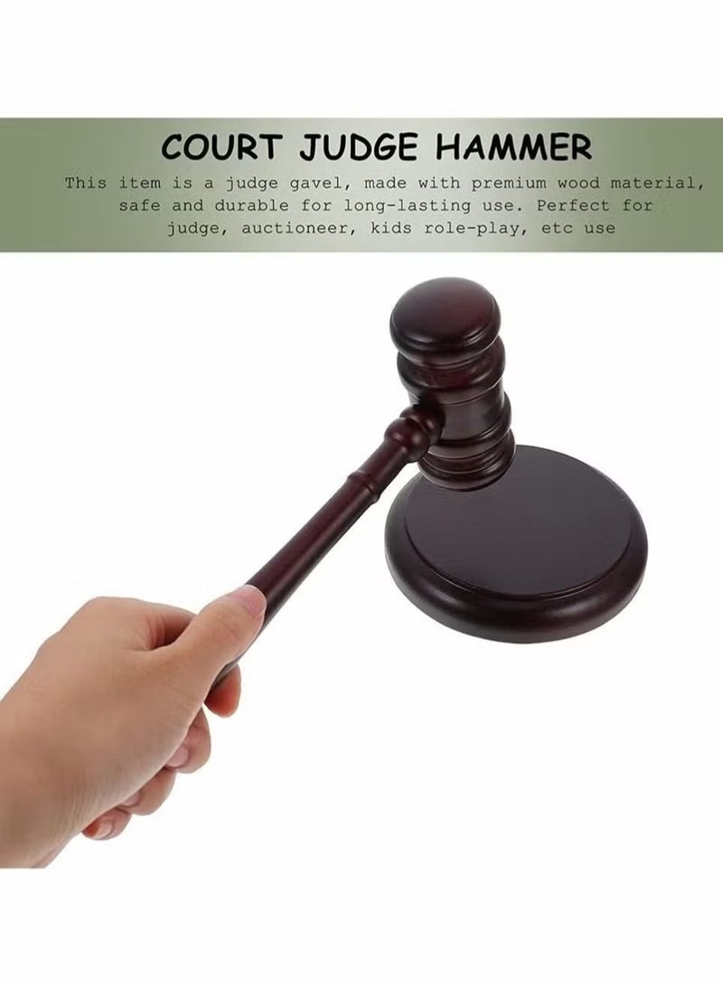 JIMATOR Handmade Wooden Gavel Block Set, and Sound Set Wood Hammer Court with Block, Perfect for Judge Lawyer Auction Student Gifts - Image 2