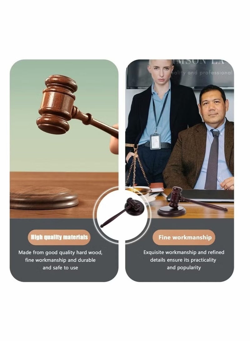 JIMATOR Handmade Wooden Gavel Block Set, and Sound Set Wood Hammer Court with Block, Perfect for Judge Lawyer Auction Student Gifts - Image 4