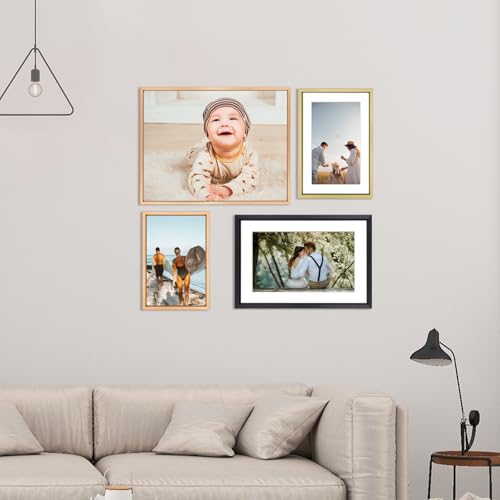 BKABOT 8.5x11 Picture Frame, Brass Metal Photo Frames with HD Glass, Fits 5x7 with Mat or 8.5 x 11 without Mat, Display for Wall and Table, 1 Pack - Image 5