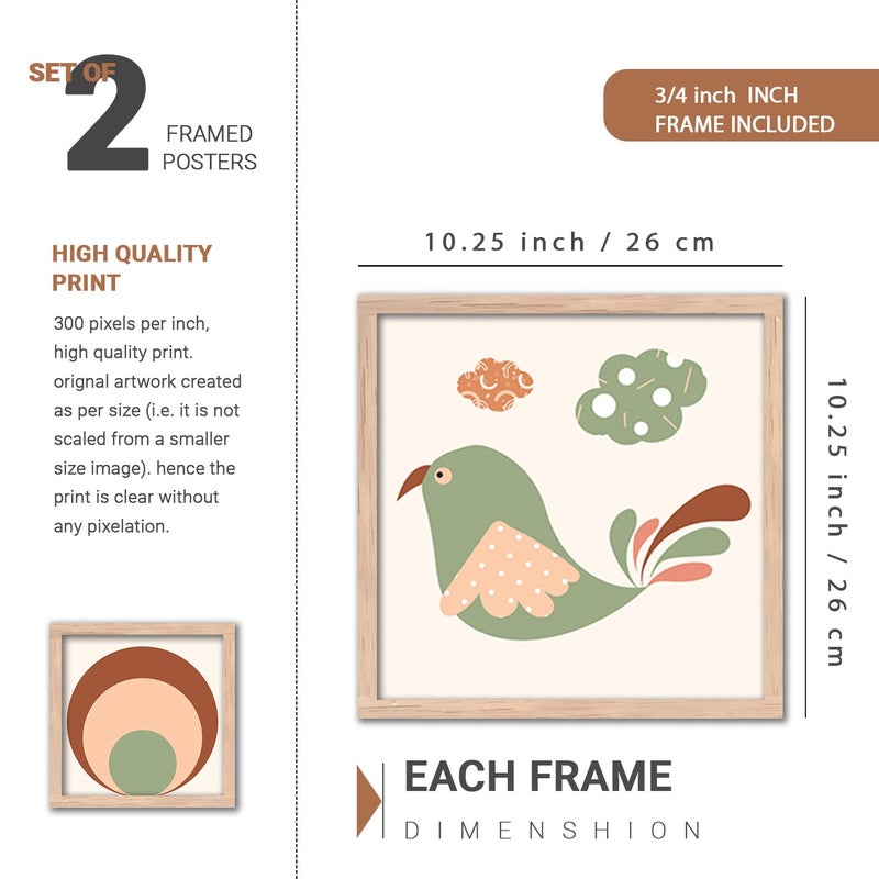 KOTART Modern Paintings with Frame for Kids Room Decor Educational Framed Wall Posters Wall Hangings for Kids LearningWall Decoration 105 inch x 135 inch Multi color Set of 4 Beige - Image 3