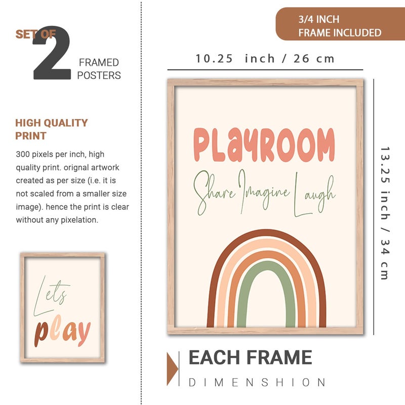KOTART Modern Paintings with Frame for Kids Room Decor Educational Framed Wall Posters Wall Hangings for Kids LearningWall Decoration 105 inch x 135 inch Multi color Set of 4 Beige - Image 2