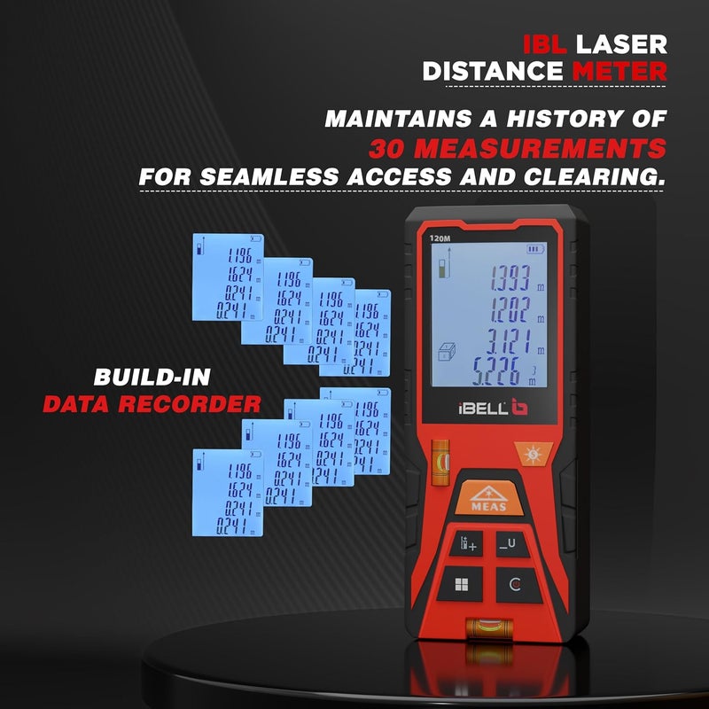 DM120-02 Laser Distance Meter 120M | Indoor & Outdoor | Max/Min, Continuous, Area, Volume, Pythagoras | Unit Conversion | 30 Data Records | Voice | Auto Off | Battery Included | Home & Professio - Image 5