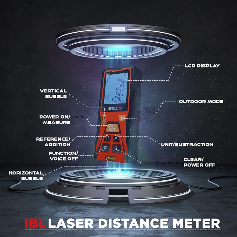 DM120-02 Laser Distance Meter 120M | Indoor & Outdoor | Max/Min, Continuous, Area, Volume, Pythagoras | Unit Conversion | 30 Data Records | Voice | Auto Off | Battery Included | Home & Professio - Image 4