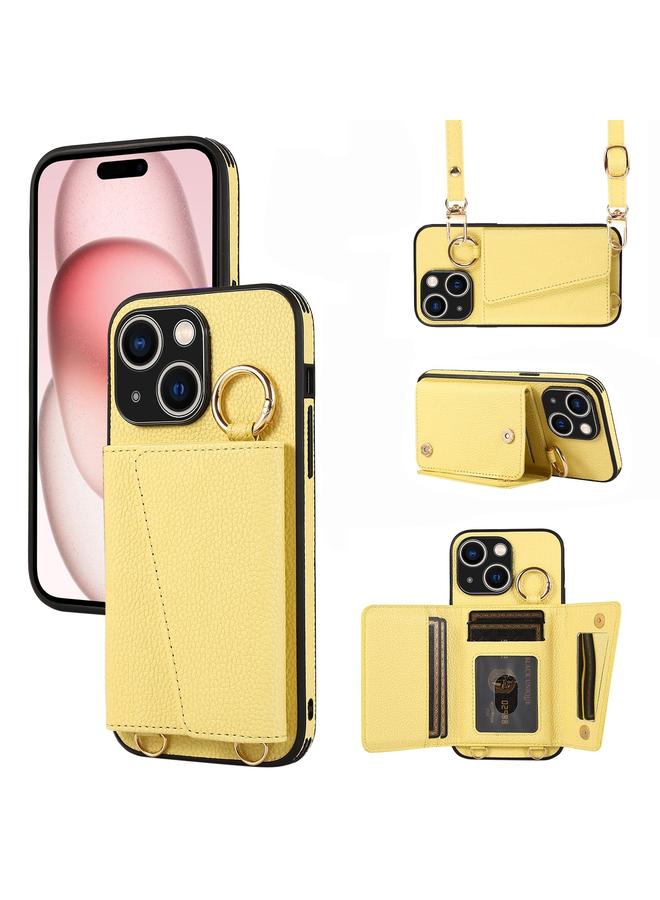 S-TOP Case For iPhone 15 Plus Crossbody Ring Wallet Leather Back Cover Phone Case - Image 1