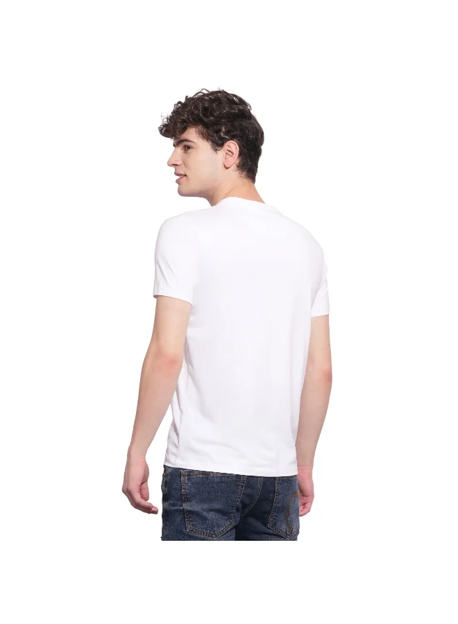 بيينغ هيومان Mens White Round Neck Short Sleeve T-Shirt
