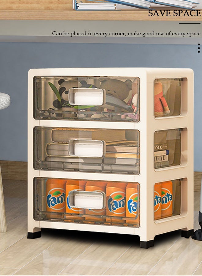 دونيسو خزانة تخزين بأدراج بثلاث طبقات مع عجلات، صندوق تخزين ألعاب، خزانة تخزين أرضية بلاستيكية منظم تخزين للأدراج للملابس والألعاب وحاويات تخزين مقاومة للغبار وصندوق رف لغرفة المعيشة والحمام والمطبخ وغرفة النوم (35*26*44.5 سم) - Image 5