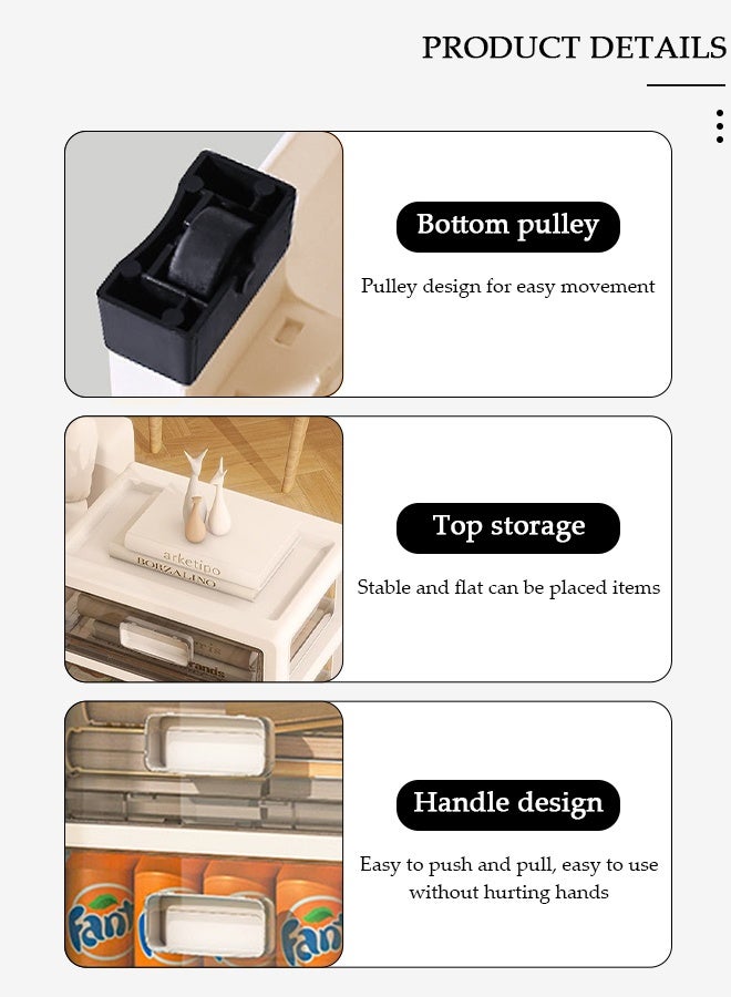 دونيسو خزانة تخزين بأدراج بثلاث طبقات مع عجلات، صندوق تخزين ألعاب، خزانة تخزين أرضية بلاستيكية منظم تخزين للأدراج للملابس والألعاب وحاويات تخزين مقاومة للغبار وصندوق رف لغرفة المعيشة والحمام والمطبخ وغرفة النوم (35*26*44.5 سم) - Image 3