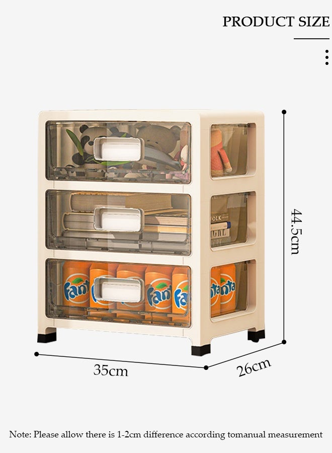 دونيسو خزانة تخزين بأدراج بثلاث طبقات مع عجلات، صندوق تخزين ألعاب، خزانة تخزين أرضية بلاستيكية منظم تخزين للأدراج للملابس والألعاب وحاويات تخزين مقاومة للغبار وصندوق رف لغرفة المعيشة والحمام والمطبخ وغرفة النوم (35*26*44.5 سم) - Image 2