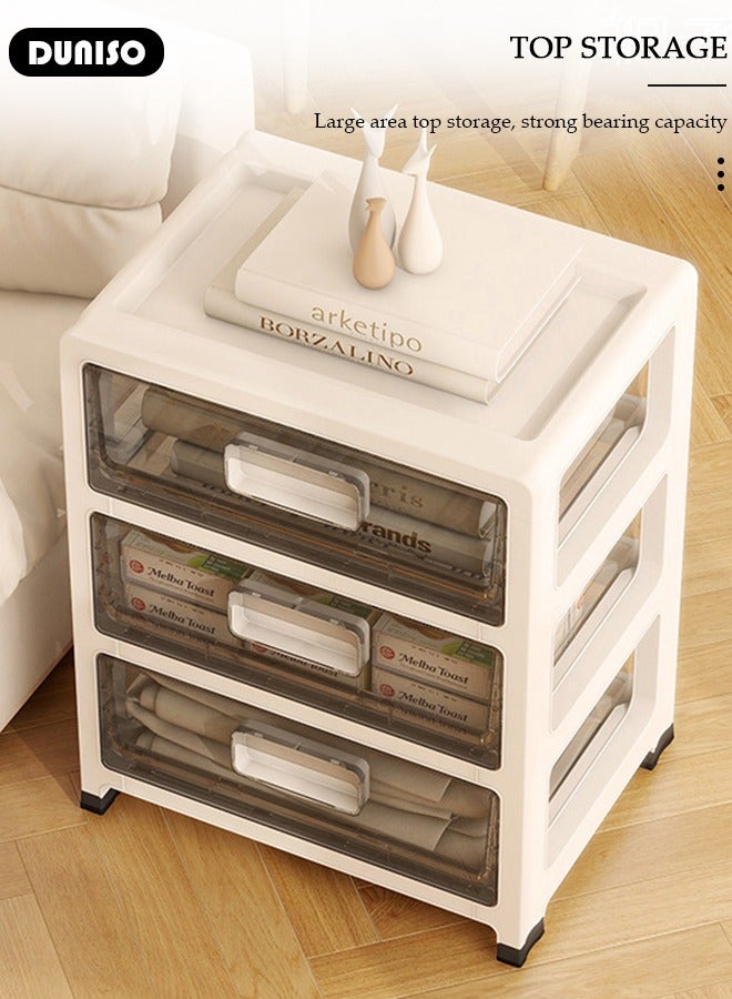 DUNISO 3-layers Drawer Storage Cabinet with Wheels,Toy Storage Box, Plastic Floor Storage Cabinet Drawer Storage Organizer for Clothes,Toys, Dust-proof Storage Containers Shelf Box for Living Room,Bathroom,kitchen,bedroom (35*26*44.5cm)  - Image 3