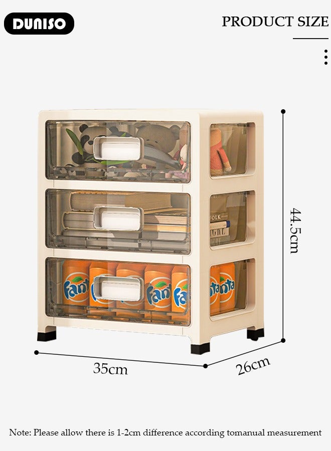 DUNISO 3-layers Drawer Storage Cabinet with Wheels,Toy Storage Box, Plastic Floor Storage Cabinet Drawer Storage Organizer for Clothes,Toys, Dust-proof Storage Containers Shelf Box for Living Room,Bathroom,kitchen,bedroom (35*26*44.5cm)  - Image 4
