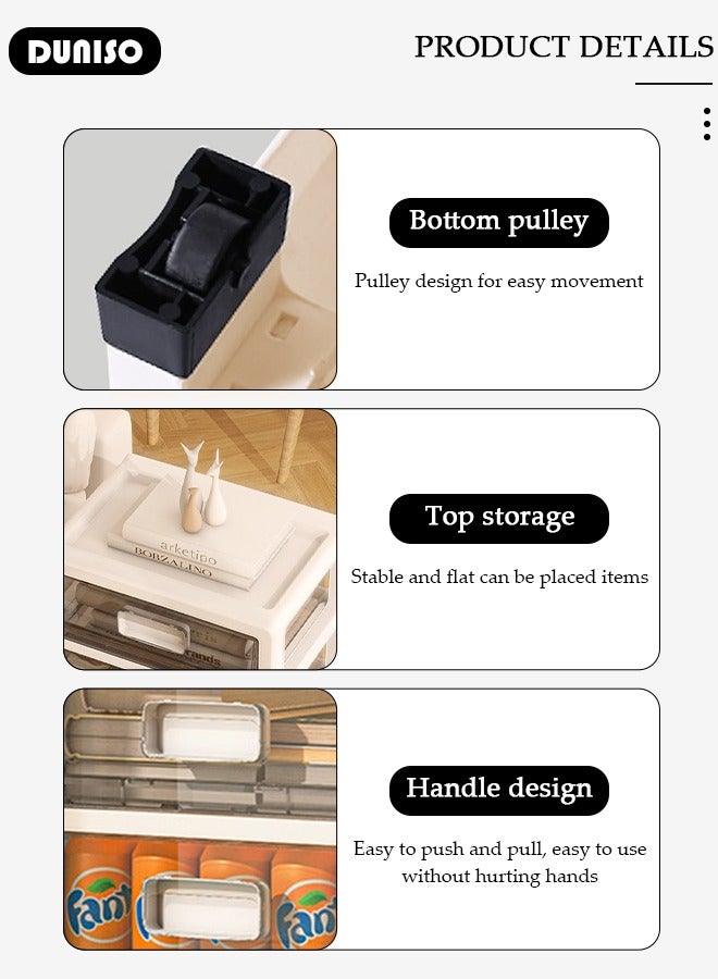DUNISO 3-layers Drawer Storage Cabinet with Wheels,Toy Storage Box, Plastic Floor Storage Cabinet Drawer Storage Organizer for Clothes,Toys, Dust-proof Storage Containers Shelf Box for Living Room,Bathroom,kitchen,bedroom (35*26*44.5cm)  - Image 5
