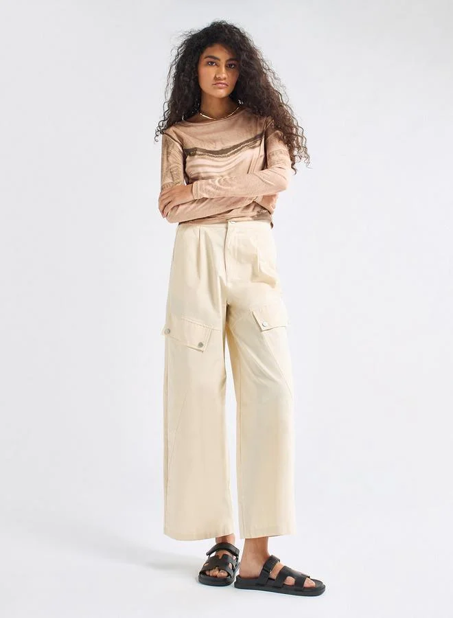 Splash FAV Printed Crew Neck T-shirt with Long Sleeves