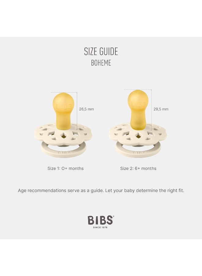 Bibs Boheme Natural Rubber Latex Round Pacifier Size 2-6-18M 2-Pack - Cloud/Blush - Image 2