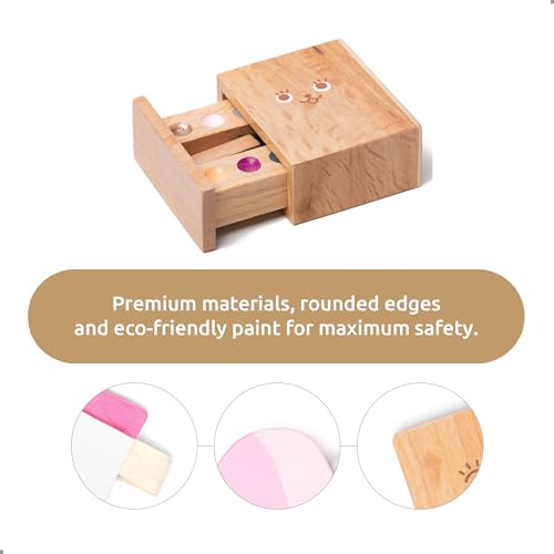 UMU Wooden Beauty Salon Toys for Girls Makeup Playset 12 Piece Kit with Makeup Brush Mirror and Cosmetics Case Best Gift for 3 4 5 Girls Kids - Image 5
