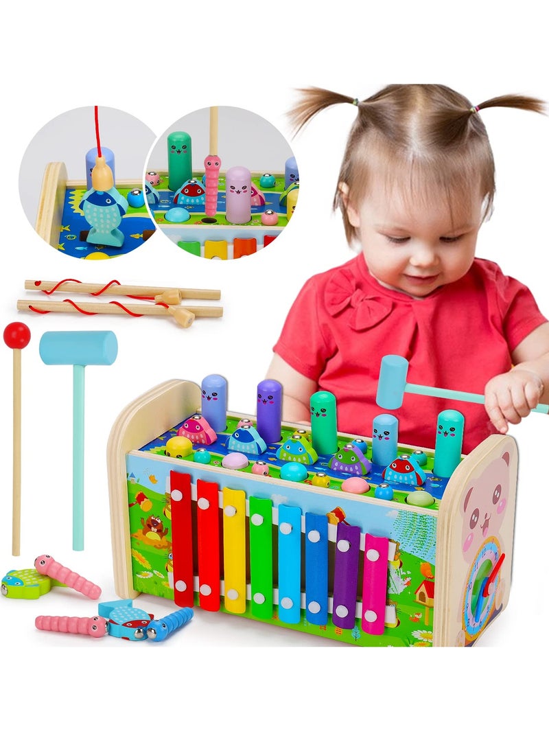 Educational Wooden Montessori Toys for Toddler Sensory Toy Developmental Learning Hammering Pounding Toys Xylophone Fine Motor Skill Toy 1-3 Preschool Activity - Image 1
