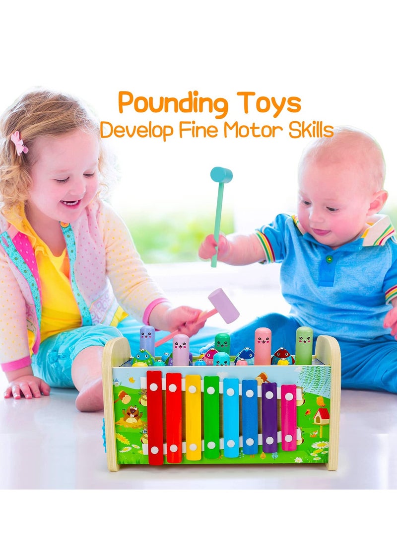 Educational Wooden Montessori Toys for Toddler Sensory Toy Developmental Learning Hammering Pounding Toys Xylophone Fine Motor Skill Toy 1-3 Preschool Activity - Image 2