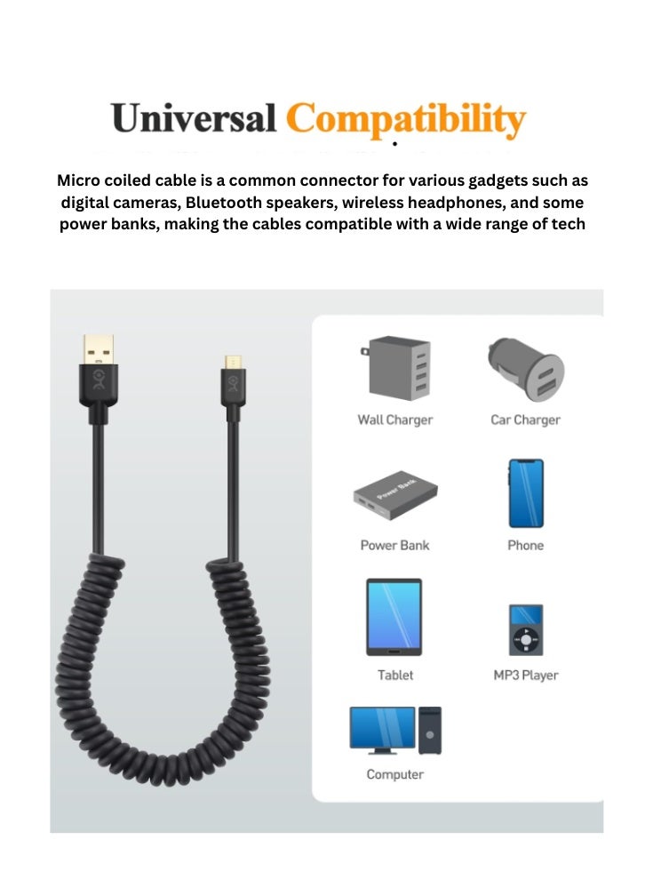 Coiled USB to Micro USB Cable, Spring Spiral USB to Micro usb Connector, , USB to Android type Data Synchronize and Charging Data Extension Cord - Image 1