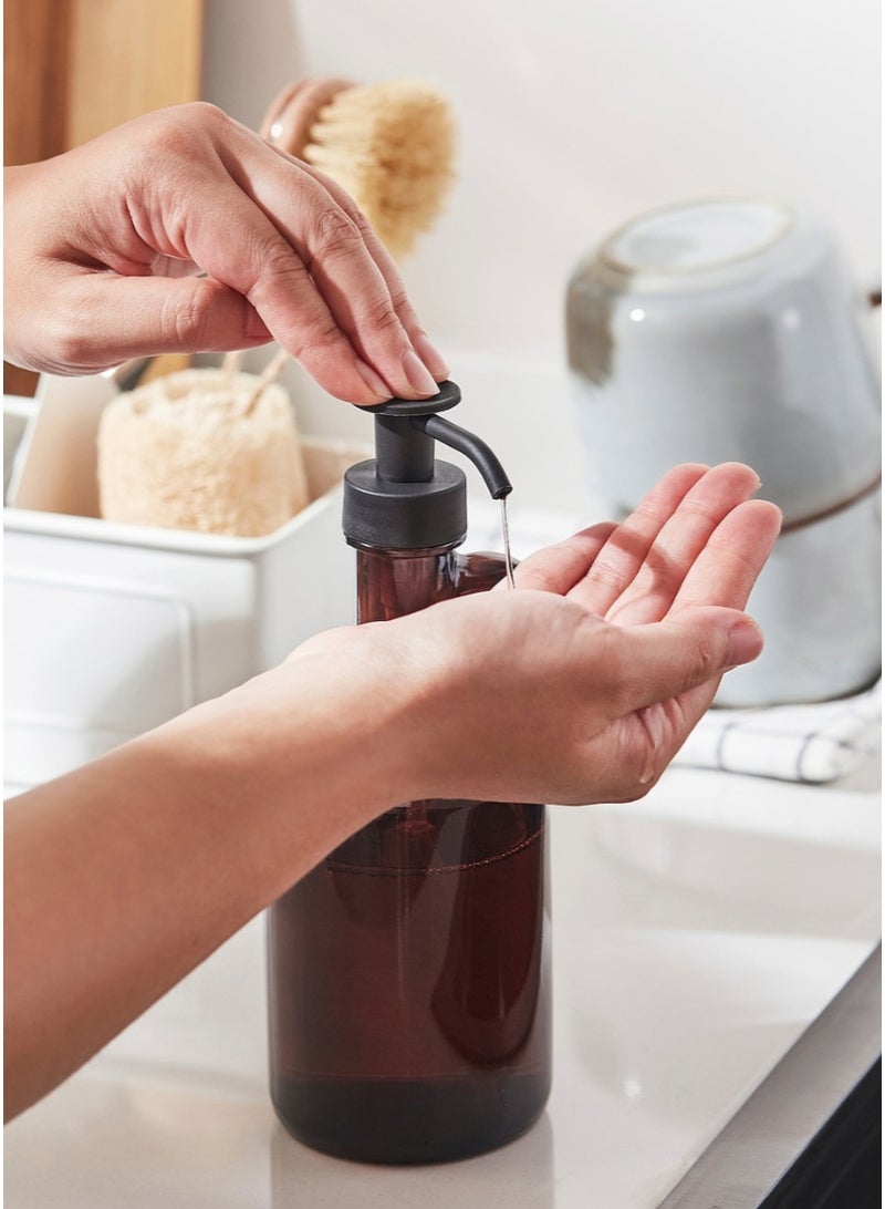 Brown Glass Bathroom Soap Dispenser, 380ml - Image 3