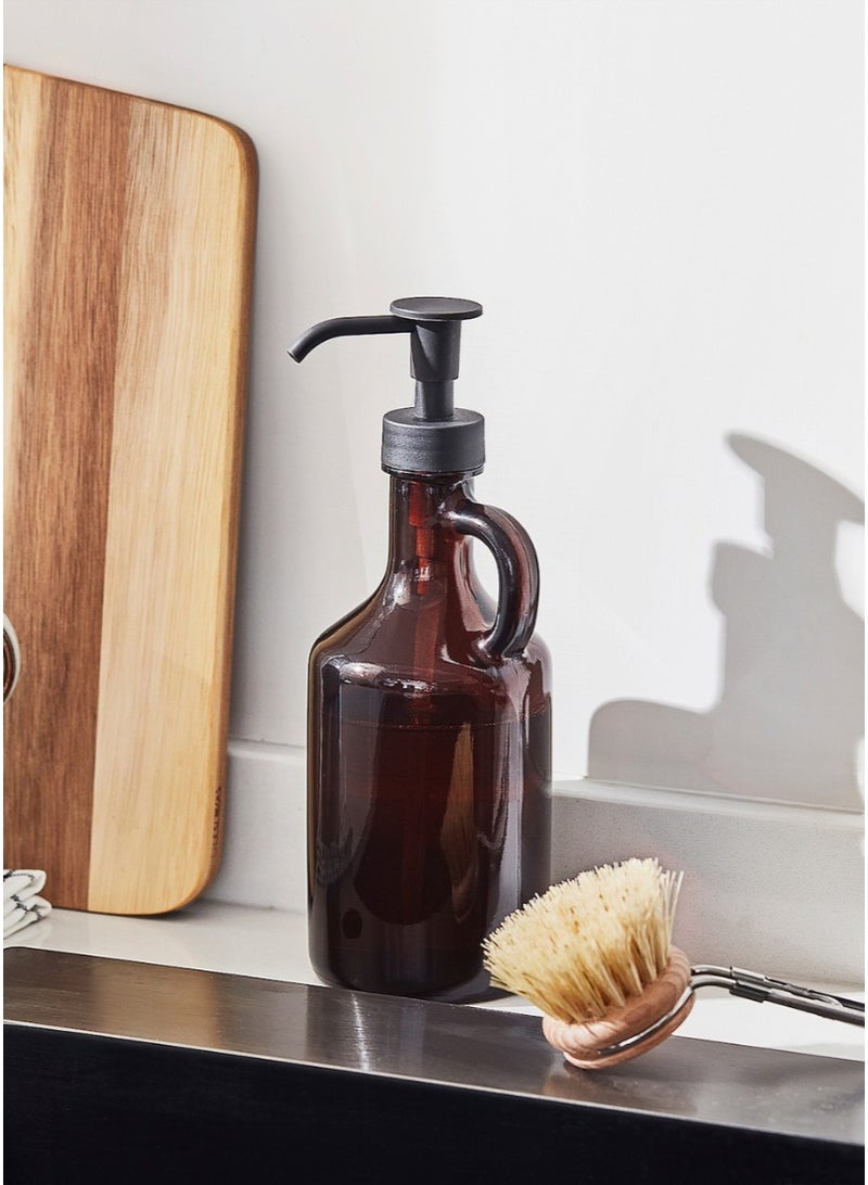 Brown Glass Bathroom Soap Dispenser, 380ml - Image 2