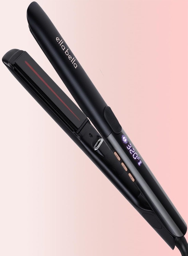 ELLA BELLA® Titanium Flat Iron Hair Straightener Slim (with Infrared) • Professional Straightening Iron • Digital Display to Accurately Control Temperature • As Featured in Good Housekeeping - Image 1