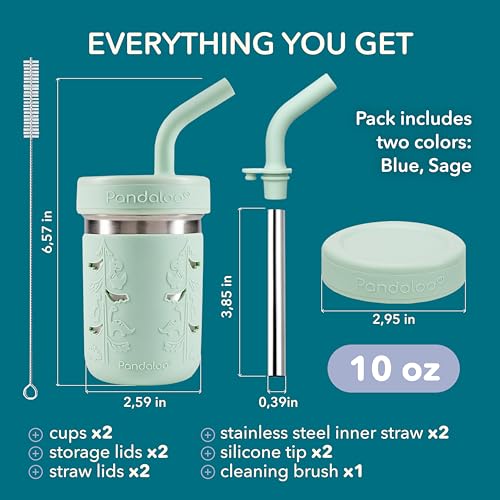 Pandaloo® Smoothie Cups for Kids - Stainless Steel Toddler Tumbler with Straw, Sippy Cup for Smoothies - BPA-Free, Toddler Snack Cups, 10 oz - Image 2