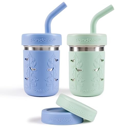 Pandaloo® Smoothie Cups for Kids - Stainless Steel Toddler Tumbler with Straw, Sippy Cup for Smoothies - BPA-Free, Toddler Snack Cups, 10 oz - Image 1