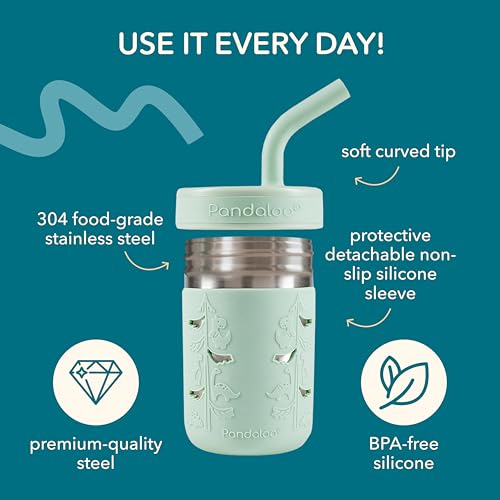 Pandaloo® Smoothie Cups for Kids - Stainless Steel Toddler Tumbler with Straw, Sippy Cup for Smoothies - BPA-Free, Toddler Snack Cups, 10 oz - Image 5