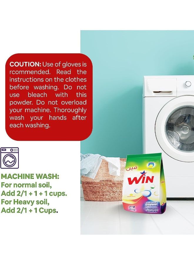 WIN Superior Laundry Detergent Washing Powder for White and Coloured Clothes - Lemon Scent 15KG - Image 5
