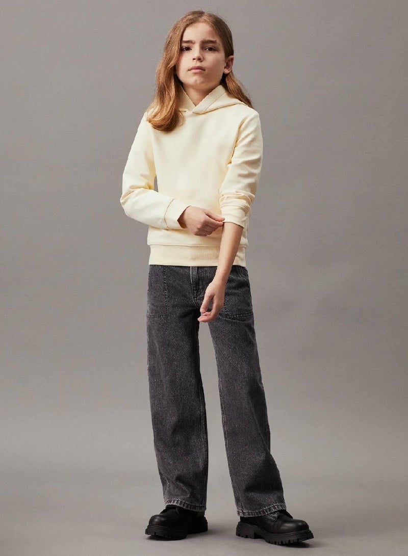 كالفن كلاين جينز هودي من نسيج سبيسر مزين بشعار العلامة التجارية - Image 4