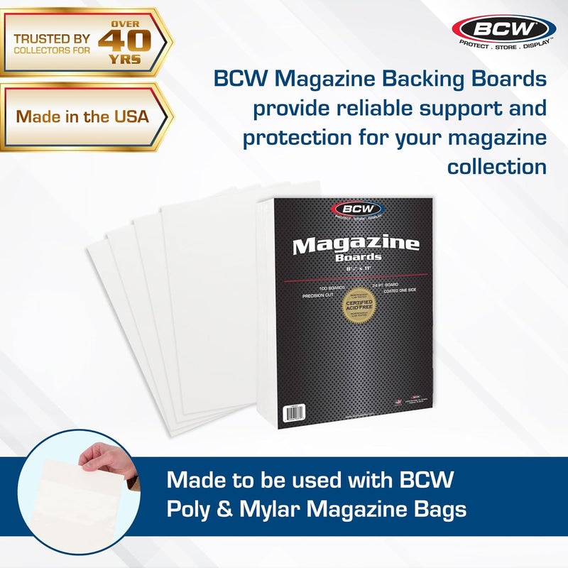 BCW Magazine Backing Boards 8.5" x 11" – 100 Pack | 24pt Acid-Free Boards for Comics, Fabric Storage, Crafts & Collectibles | Precision Cut for Archival Protection - Image 2