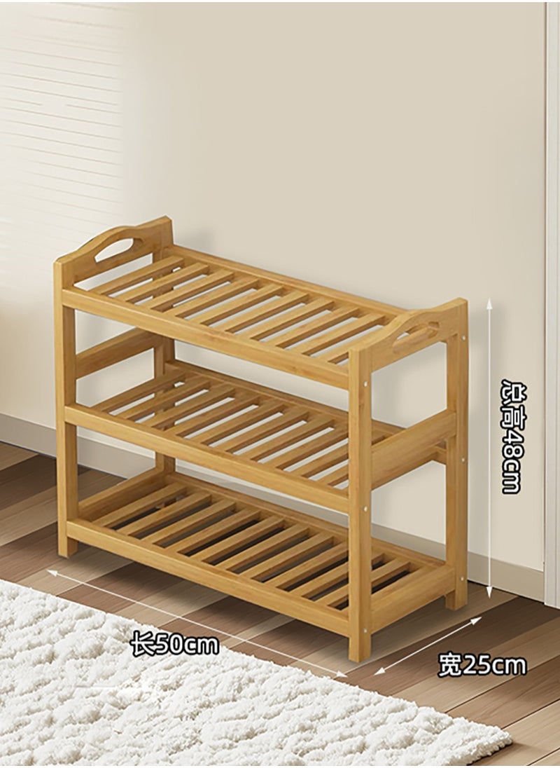 Beauenty - Wooden Shoe Rack for Closet | Wood and Bamboo Shoe Shelf | Shoe Storage Orgnizer for Enterway Hallway Bathroom Balcony | Easy to Assemble & Space Saving (3-tier) - Image 1