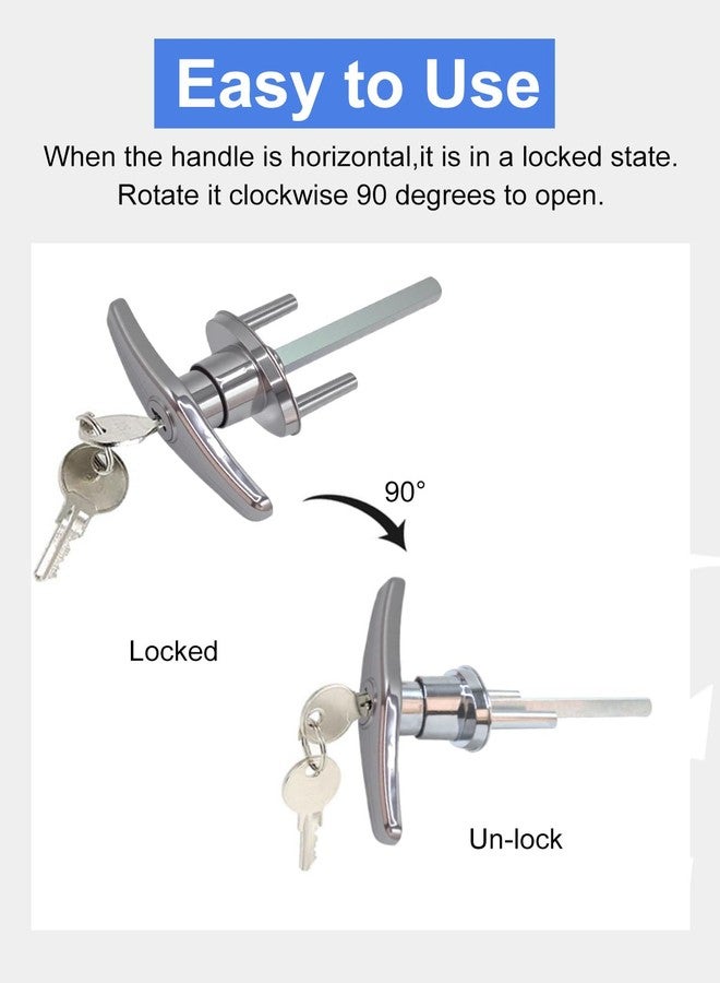 Quality Life Garage Door Lock T-Handle Locks Latch Replacement Parts with 4 Keys, Mounting Hardware Included, Fit 1-3/8" to 2" Thick Doors, T-Handles Locking Set for Garage Door - 1pack - Image 4