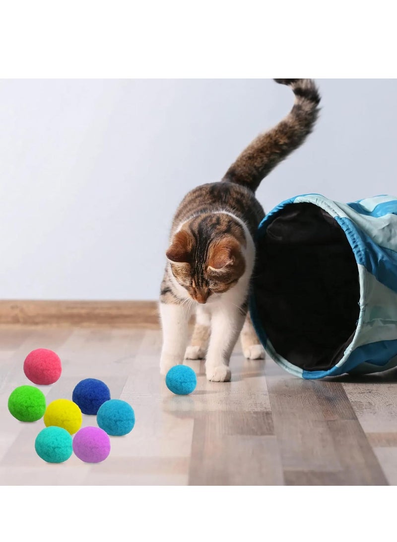 Cat Toys Interactive for Indoor Cats With Interactive Launchers Cat Toys For Indoor Cats Self Play Cat Silent Plush Ball Toy Pom Pom Balls Puff Balls Cat Enrichment Toys 20 Balls 1.2IN