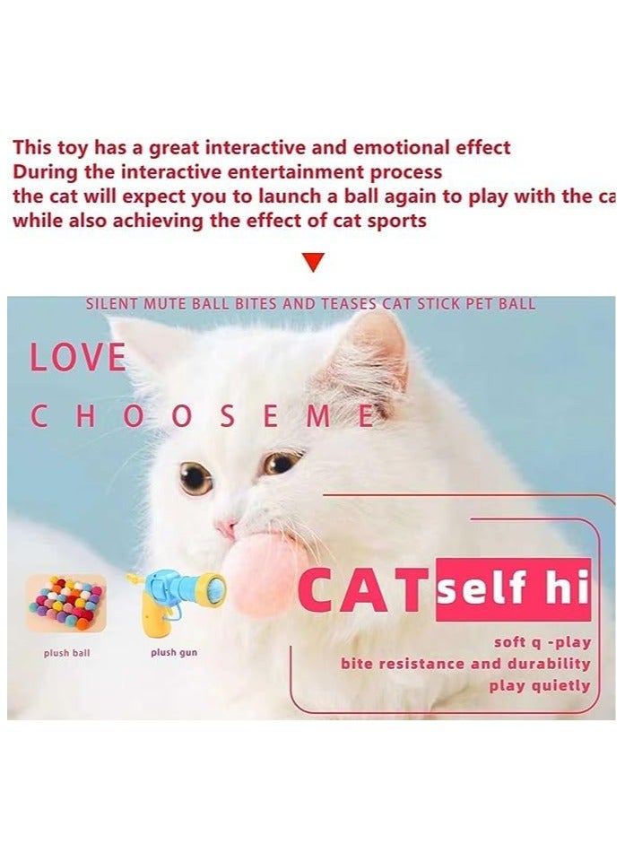 Cat Toys Interactive for Indoor Cats With Interactive Launchers Cat Toys For Indoor Cats Self Play Cat Silent Plush Ball Toy Pom Pom Balls Puff Balls Cat Enrichment Toys 20 Balls 1.2IN