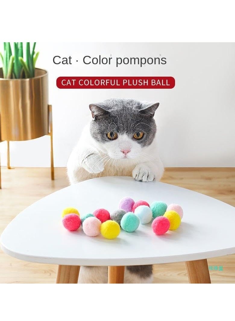 Cat Toys Interactive for Indoor Cats With Interactive Launchers Cat Toys For Indoor Cats Self Play Cat Silent Plush Ball Toy Pom Pom Balls Puff Balls Cat Enrichment Toys 20 Balls 1.2IN