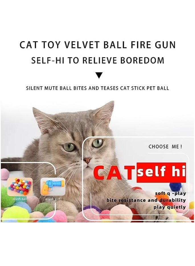 Cat Toys Interactive for Indoor Cats With Interactive Launchers Cat Toys For Indoor Cats Self Play Cat Silent Plush Ball Toy Pom Pom Balls Puff Balls Cat Enrichment Toys 20 Balls 1.2IN