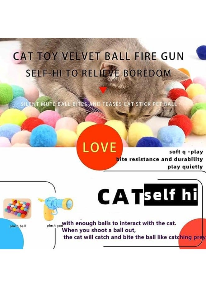 Cat Toys Interactive for Indoor Cats With Interactive Launchers Cat Toys For Indoor Cats Self Play Cat Silent Plush Ball Toy Pom Pom Balls Puff Balls Cat Enrichment Toys 20 Balls 1.2IN