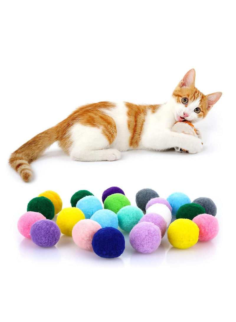 Cat Toys Interactive for Indoor Cats With Interactive Launchers Cat Toys For Indoor Cats Self Play Cat Silent Plush Ball Toy Pom Pom Balls Puff Balls Cat Enrichment Toys 20 Balls 1.2IN