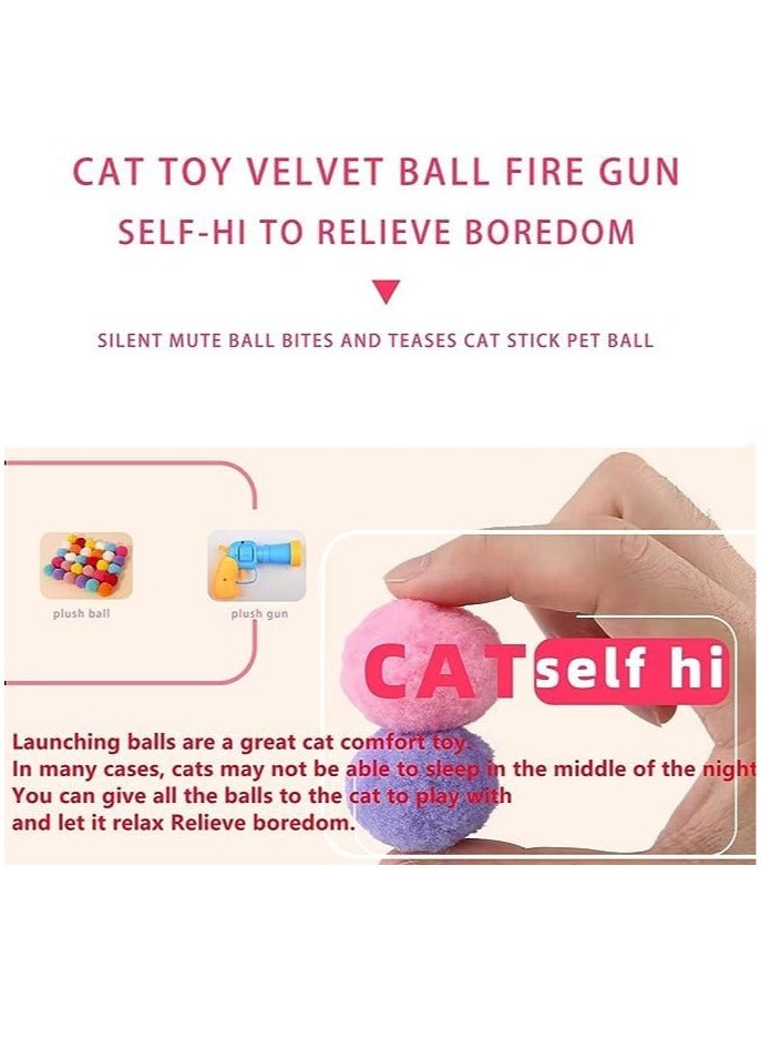 Cat Toys Interactive for Indoor Cats With Interactive Launchers Cat Toys For Indoor Cats Self Play Cat Silent Plush Ball Toy Pom Pom Balls Puff Balls Cat Enrichment Toys 20 Balls 1.2IN