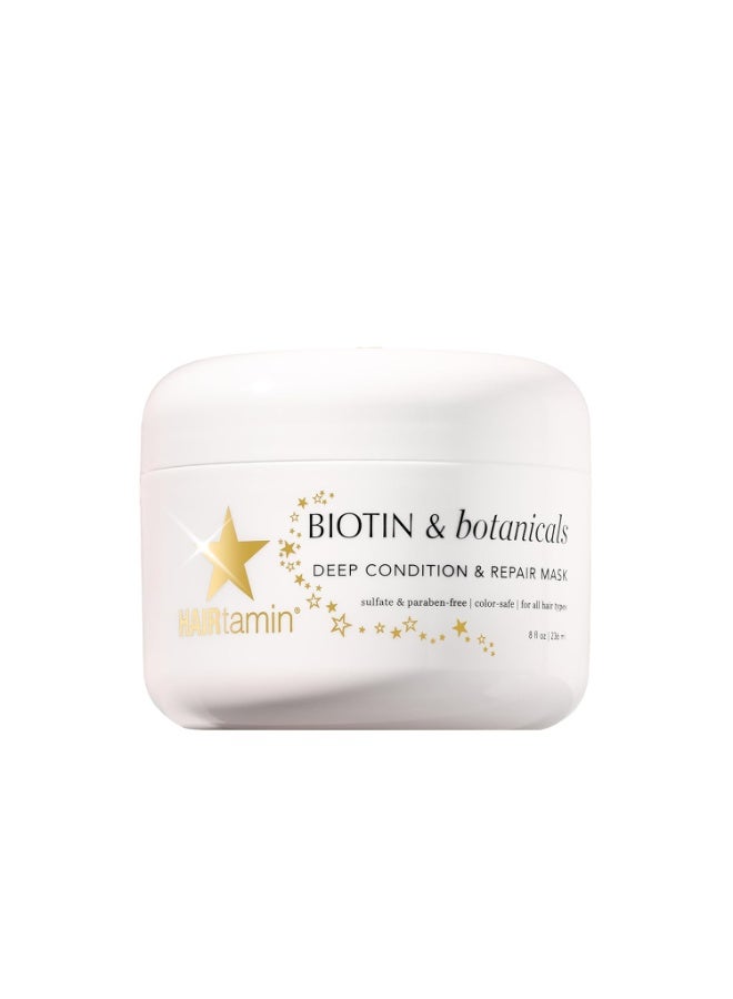 HAIRtamin Hair Conditioner - Biotin & Botanicals deep Conditioning Mask for Dry, Damaged, Bleached Hair Repair, Moisturizing Hair Treatment for Curly Hair, 8 Fl Oz - Image 1